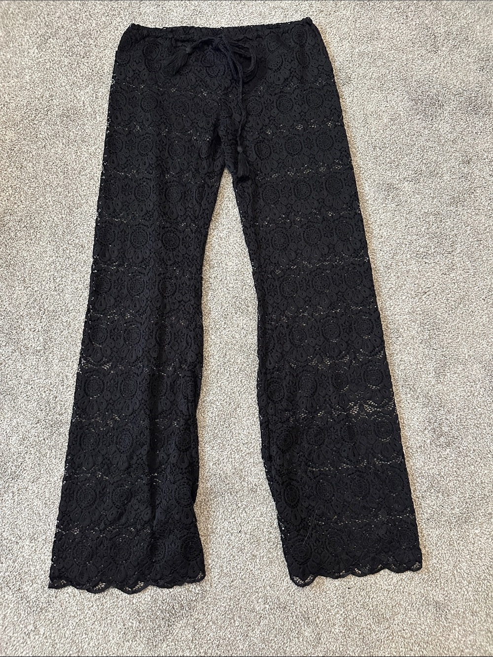Vici Black Crochet Lace Wide-Leg Jeans